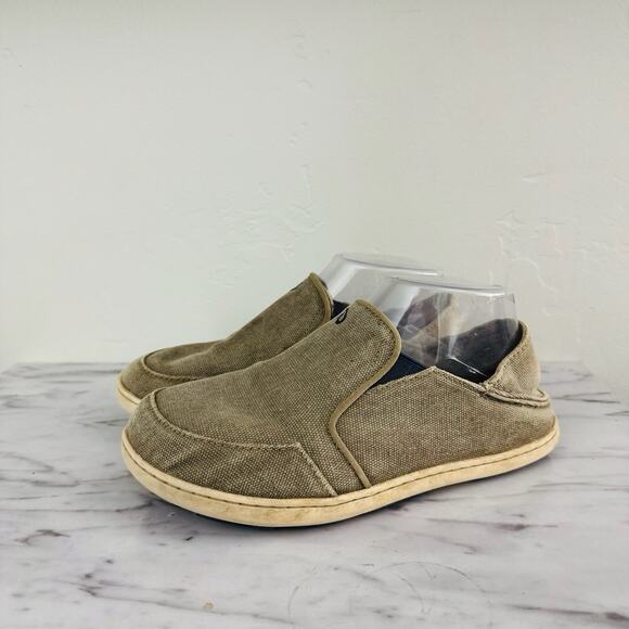 Olukai Nohea Lole Boys Brown Slip On Loafers Size 4 - Picture 1 of 9